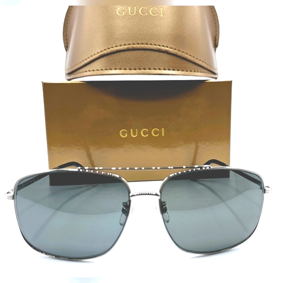 Gucci Other - GUCCI GG0836SK 001 SUNGLASSES SQUARE SILVER